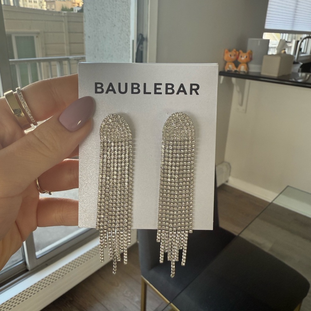 BaubleBar Silver Fringe Earrings